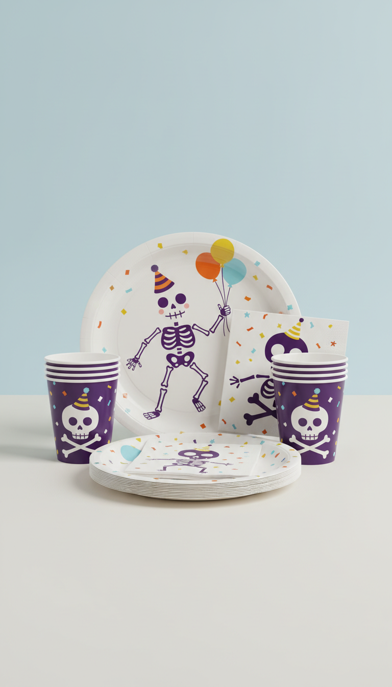 Children’s skeleton party tableware kit
